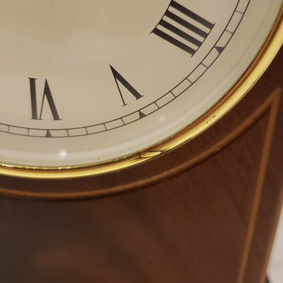 COMITTI of London Wooden Mantel Clock Brass feet 8"h x 6"w - Picture 3 of 11